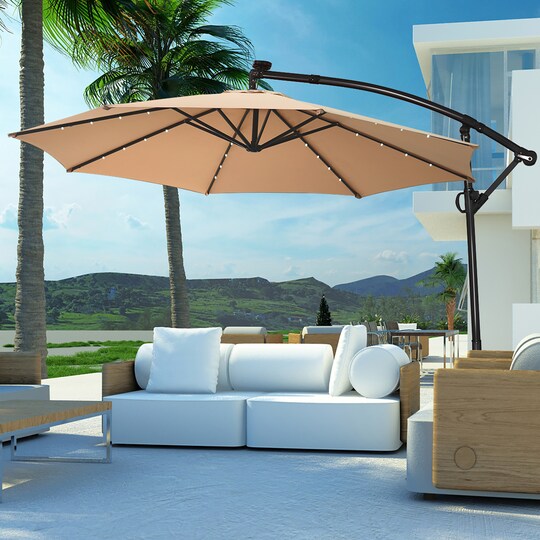 Costway 10FT Patio Umbrella Solar Powered LED 360degrees Rotation Beige, Color: White, Model: OP70282BE | Michaels Costway 10FT Patio Umbrella Solar Powered LED 360degrees Rotation Beige, Color: White, Model: OP70282BE | Michaels